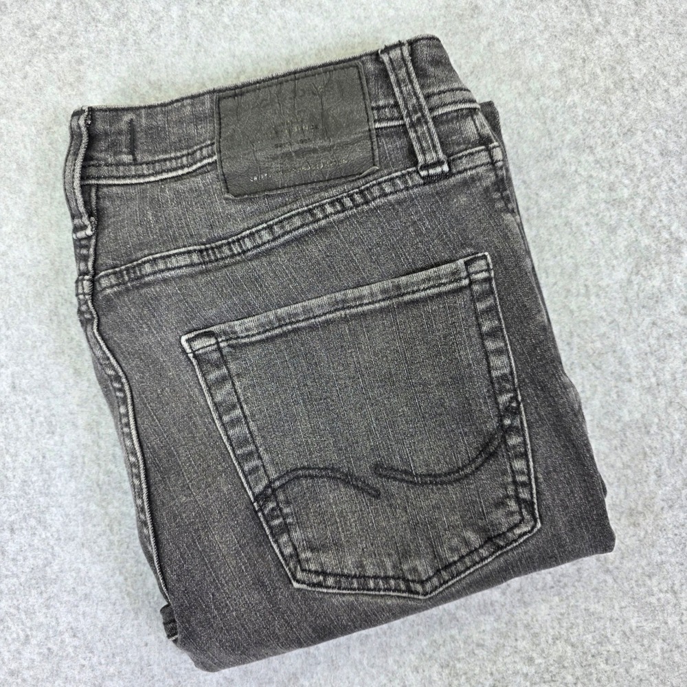 Jack & Jones Tim Slim Straight‎ Jeans Men's Size 29x32 Faded Black Button Fly